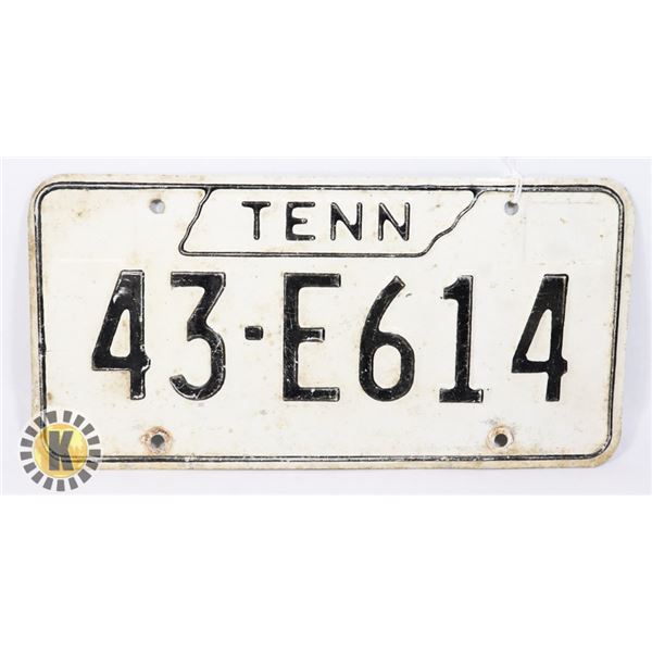 U.S.A. TENNESSEE LICENSE PLATE 43-E614 I