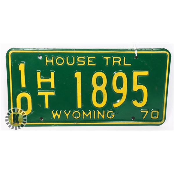 U.S.A. HOUSE TRAILER WYOMING 1970 LICENSE