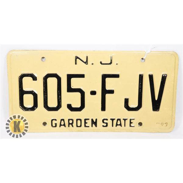 U.S.A. NEW JERSEY LICENSE PLATE GARDEN STATE