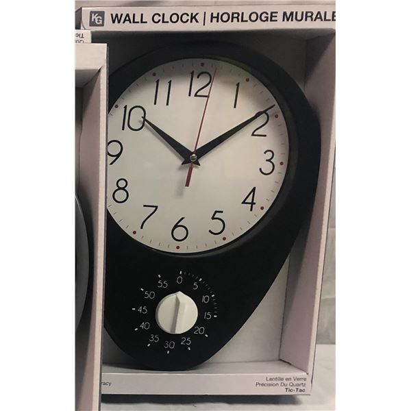 Black Wall Clock with timer
