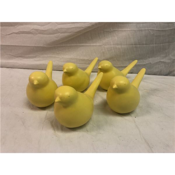 5 Yellow Bird Figures