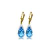 Image 1 : Genuine 12 ctw Blue Topaz Earrings 14KT Yellow Gold - REF-57P6H