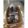 Image 3 : BOX OF DOOR HANDLES, BATHROOM FAN, LIGHT FIXTURE, BOX OF CABLE SPLITTERS