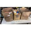 Image 1 : 3 BOXES OF WHEELS, CASTORS, SPRAYPAINT AND ELECTRICAL HOUSINGS