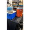 Image 1 : COLEMAN POLYLITE 34 COOLER, DRINK COOLER AND RUBBERMAID DRINK COOLER