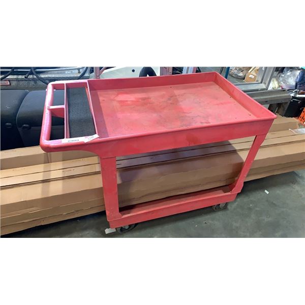 RED 2 TIER ROLLING CART