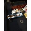 Image 2 : WOOD JEWELRY BOX WITH CONTENTS