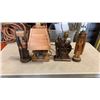 Image 1 : WOOD TABLE LAMP, METAL TABLE LAMPS AND 2 METAL FIGURES