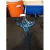 Image 2 : 2 ART GLASS CENTER PIECES, PURPLE AND BLUE - 18 INCHES TALL AND 10 INCHES TALL