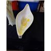 Image 2 : YELLOW ART GLASS VASE AND CENTERPIECE - 23 INCH TALL VASE AND 2 FOOT LONG CENTERPIECE