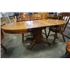 Image 9 : ROUND WOOD DINING TABLE WITH 3 LEAFS AND 6 CHAIRS