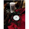 Image 8 : DECORATIVE LIGHT UP WOOD CABIN, WOOD CLOCK, GREEN CLOCK AND ESTATE GOODS