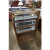 Image 1 : JVC STEREO RECEIVER AND RECORD PLAYER IN CABINET AND PAIR OF FLOOR SPEAKERS