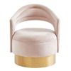 Image 2 : 2 AS NEW SLOANE VELVET SWIVEL ACCENT CHAIR - BLUSH/PINK - RETAIL $955 EACH