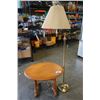 Image 1 : BRASS TABLE LAMP AND MAPLE ENDTABLE