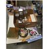 Image 1 : BOX OF TINS, CANNISTER SET, KITCHEN ITEMS AND DECORATIONS