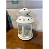 Image 3 : PAIR OF WHITE METAL LANTERNS W/ GLASS DOORS