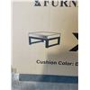 Image 3 : BRAND NEW GREY ALUMINUM PATIO OTTOMAN W/ DARK GREY CUSHION - RETAIL $199