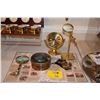 Image 1 : COLLECTION OF BRASS MAGNIFYING GLASSES & SETH THOMAS CLOCK (5 PCS)