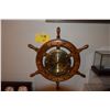 Image 1 : OCEANIC QUARTZ CLOCK, BRASS W/WOOD WHEEL FRAME