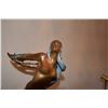 Image 2 : BRONZE NUDE SCULPTURE W/BLACK MARBLE BASE; SIGNED (26" TALL)