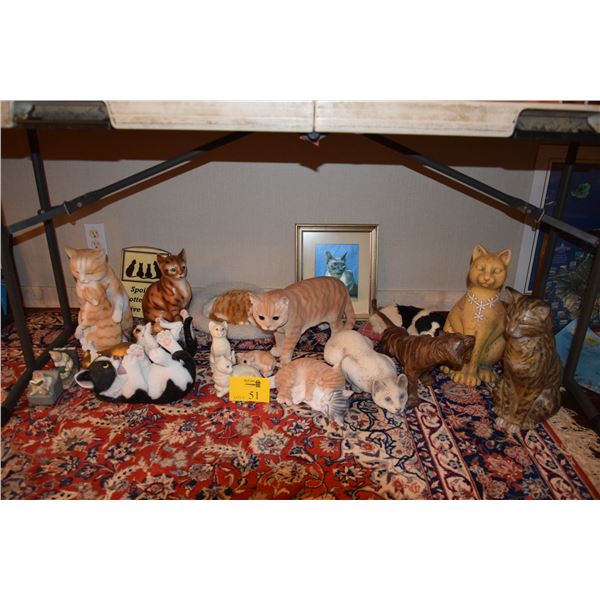 COLLECTION OF CAT STATUARY & WALL ART (20 PCS)