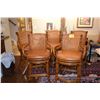 Image 1 : RATTAN BAR SWIVEL STOOLS W/UPHOLSTERED SEATS & CANE BACKS (5 PCS)
