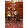 Image 1 : BRASS W/BRONZE FINISH EGYPTIAN CAT SCULPTURES; SIGNED A. TIOT (24" HIGH) (PAIR)