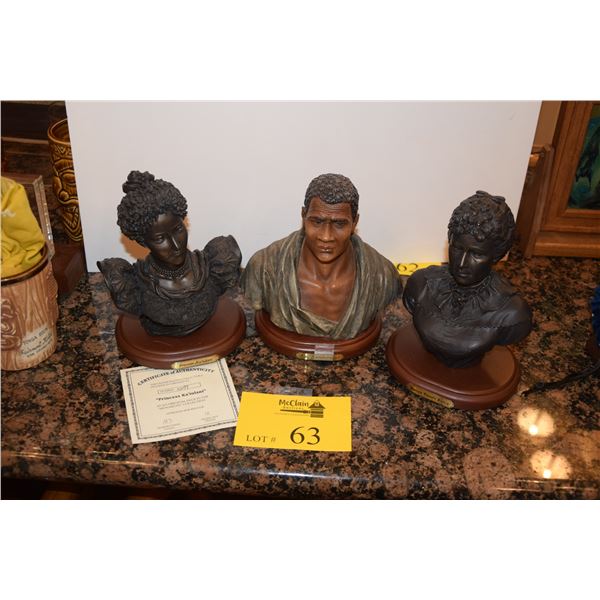 MONARCHY COLLECTION: BUST OF PRINCESS KAIULANI, KING KAMEHAMEHA I & BERNICE PAUAHI BISHOP (3 PCS)