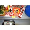 Image 2 : COCO COLA COLLECTIBLES: CUP DISPENSER TIN, STRAW DISPENSER TIN, TOOTH PICK HOLDER, NAPKIN HOLDER, MI