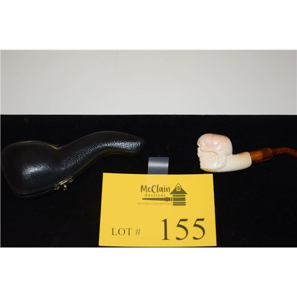 MEERCHAUM PIPE W/CASE, "SKULL"