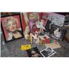 Image 1 : MARILYN MONROE FIGURINES, RECORDS, MAGAZINES, LICENSE PLATE & CALENDARS (22 PCS)
