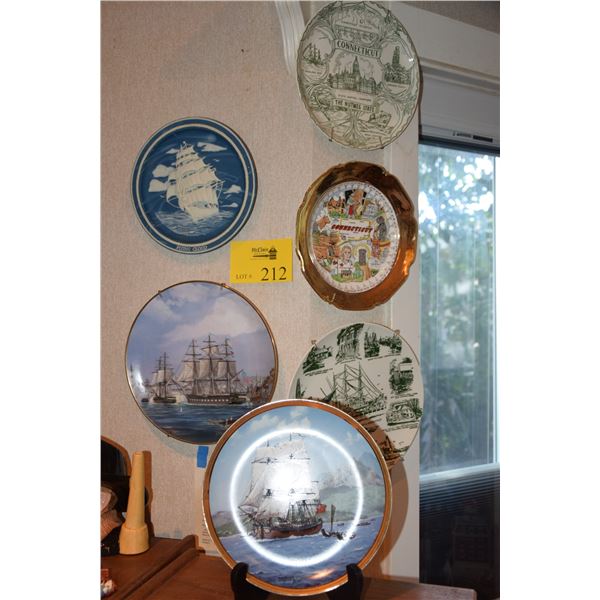 COLLECTIBLE PLATES: CONNECTICUT, ENDEAVOR, FLYING CLOUD, U.S. CONSTITUTION (6 PCS)