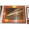 Image 1 : FRAMED SHELLAC PHOTO OF THE NORMANDIE FRENCH LINE ON BOARD (20" X 24")