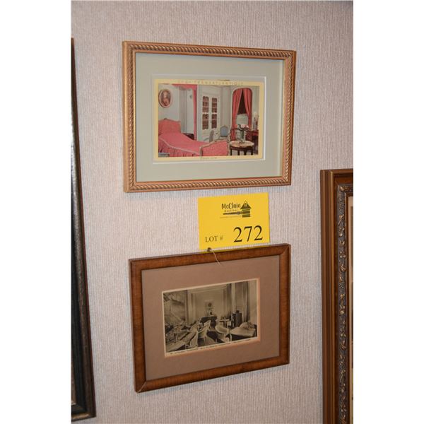 FRAMED SS NORMANDIE POSTCARD, LA CHAMBRE DE "JUMIEGES" (OPPARTEMENT DE LUXE) & FRAMED SS NORMANDIE P