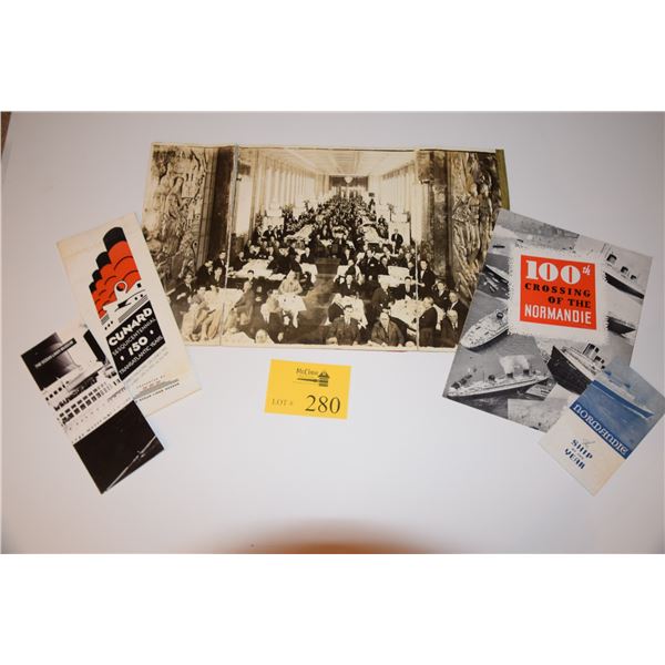 SS NORMANDIE BROCHURES & PHOTOGRAPH OF THE DINING SALON (5 PVS)