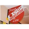 Image 1 : FRENCH LINE: ENAMELED ON CAST IRON SIGN IN THE SHAPE OF THE FRENCH LINE SHIELD (SIGN WAS CREATED TO 