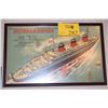 Image 1 : FRENCH LINE: FRAMED ORIGINAL VINTAGE ADVERTISING POSTER, SS NORMANDIE (19" X 12")