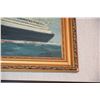 Image 2 : FRAMED OIL ON BOARD, "SS NORMANDIE"; SIGNED (20 1/2" X 14 3/4")