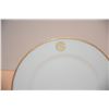 Image 2 : NORMANDIE: DINNER PLATE FROM HER FIRST CLASS SERVICE BY JEAN LUCE, WHITE HAVILAND W/GOLD TRIM & LOGO