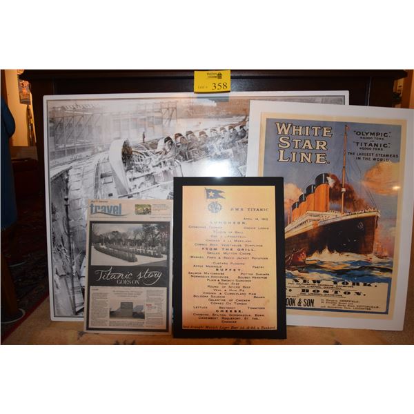 REPRODUCTION PRINTS (SHRINK WRAPPED), TITANIC & NORMANDIE (4 PCS)