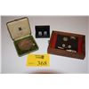 Image 1 : QUEEN MARY MEDALLION W/ROYAL MINT BOX & SHADOW BOX CONTAINING 6 QUEEN MARY PINS & CUFF LINS (3 PCS)