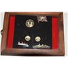 Image 2 : QUEEN MARY MEDALLION W/ROYAL MINT BOX & SHADOW BOX CONTAINING 6 QUEEN MARY PINS & CUFF LINS (3 PCS)