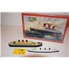 Image 1 : 1500 PIECES F.X. SCHMID PUZZLE (QUEEN MARY), TIN & WOOD TOY SHIP & ROLLING QUEEN MARY SHIP TOY (3 PC
