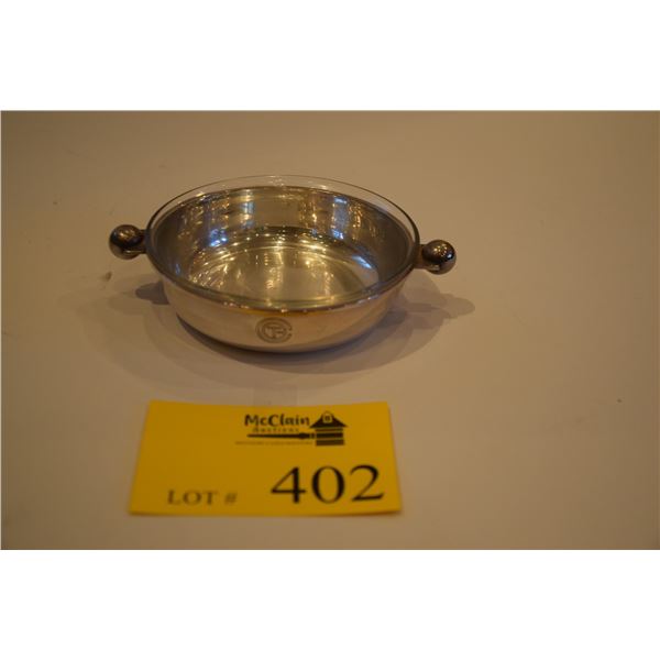 NORMANDIE: SILVER PLATED BUTTER DISH BY CHRISTOFLE W/DISTINCTIVE BALL HANDLES & HOUSE LOGO ON THE SI
