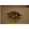 Image 1 : NORMANDIE: SILVER PLATED COVERED VEGETABLE DISH BY CHRISTOFLE W/HOUSE LOG ON THE FRONT (8 1/2" X 3 1