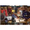 Image 1 : ARIZONA MEMORAL MEMORABILIA: SHADOW BOX FRAMED FLAG, PLATES, MUGS, STATUARY, POST CARDS, ETC. (9 PCS