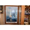 Image 2 : COLLECTION OF COLLECTIBLE ITEMS FROM THE USS PRINCETON: FRAMED PRINT, BRASS BELL, HAT, STEMWARE, MED