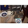 Image 8 : LARGE MIXED LOT US NAVY MEMORABILIA & COLLECTIBLES: DINING TRAYS, GAS MASK, STEINS, PAPER WEIGHTS, B