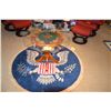 Image 1 : ROUND GLASS TOP TABLE W/SHIPS WHEEL BASE & PLEXIGLASS LAZY SUSAN